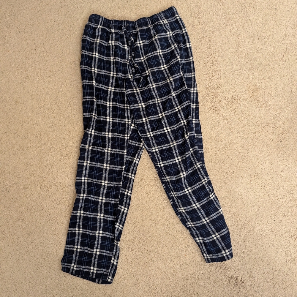 J. Crew men's flannel pajamas medium blue and white
